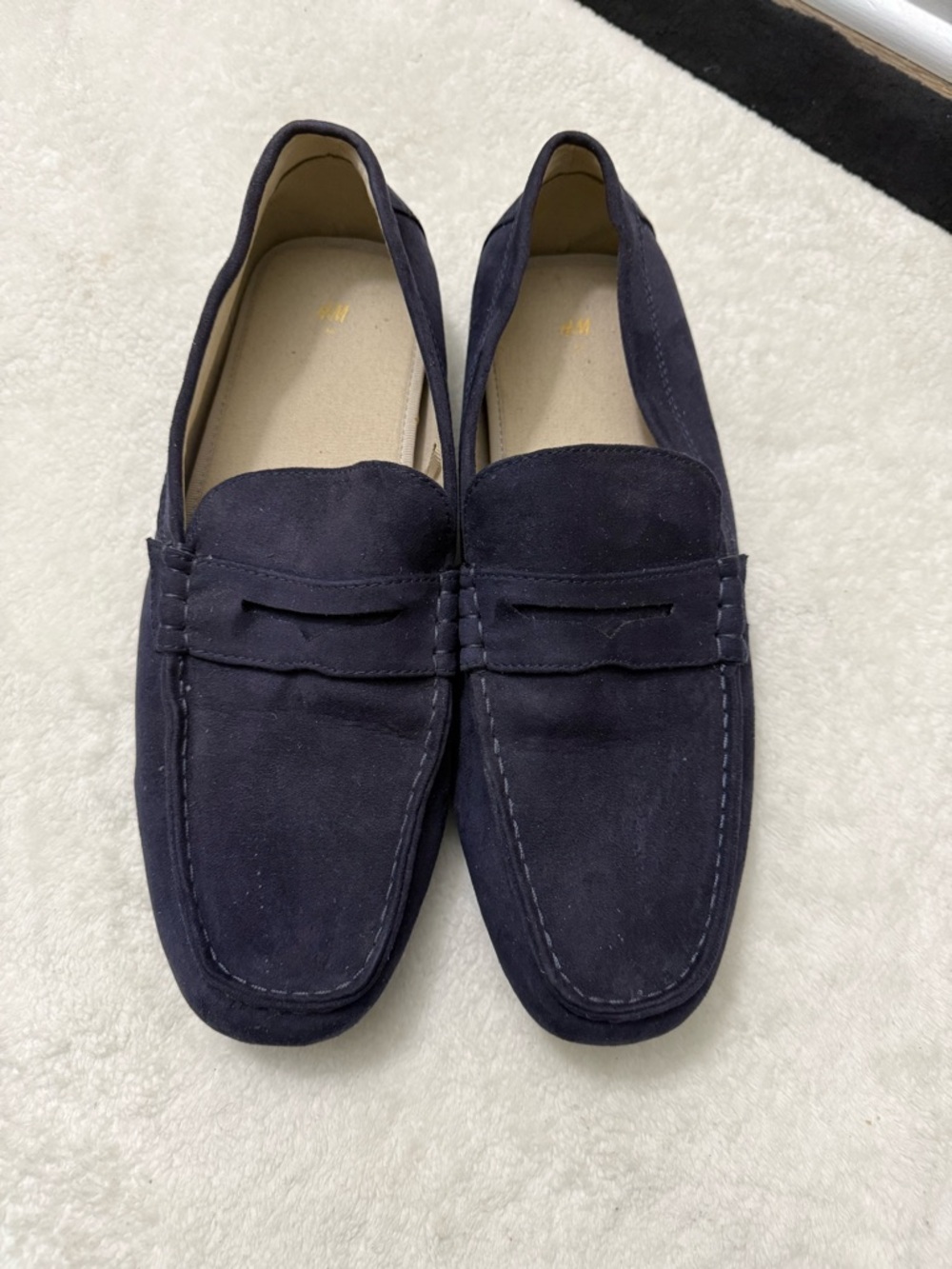 H&M Men's Suede Penny Loafers in Dark Blue